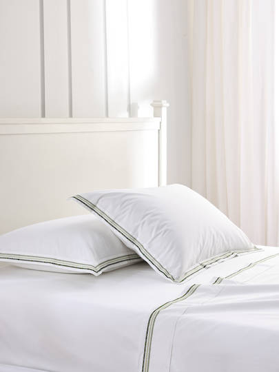 MM Linen Medea Green Embroidered Sheet Set  250TC Pure Cotton Percale